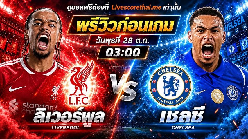 วิเคราะห์บอล คาราบาว คัพ livescorethai.me : ลิเวอร์พูล -vs- เชลซี | พรีวิวบอลวันนี้ 27 ตุลาคม 2569
